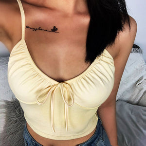 Ribbed Spaghetti Strap Bustier Crop Top Tank