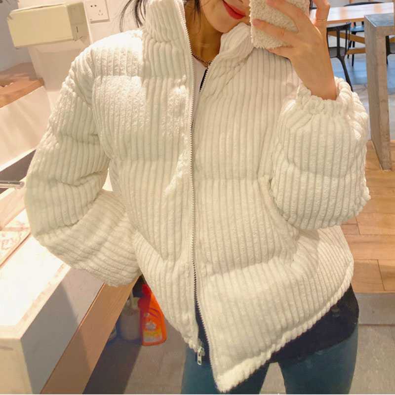 Short Corduroy Puffer Jacket Packable Down Bomber Coat