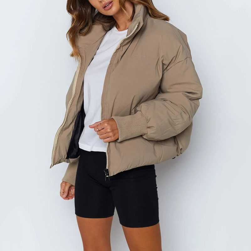 High Collar Oversized Puffy Puffer Bomber Jacket Padded