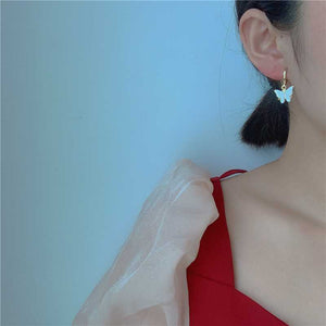 Lucky Pearl Lustre Butterfly Earrings And Butterfly Necklace