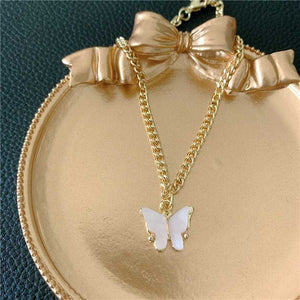 Lucky Pearl Lustre Butterfly Earrings And Butterfly Necklace