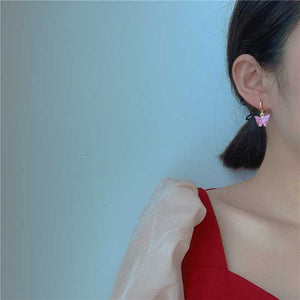 Lucky Pearl Lustre Butterfly Earrings And Butterfly Necklace