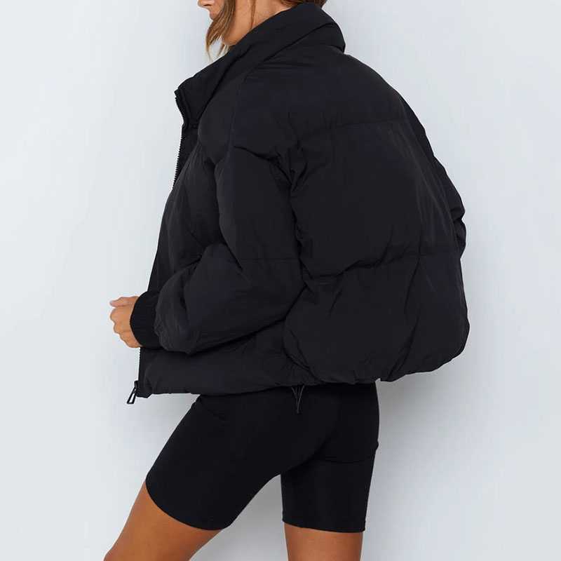 High Collar Oversized Puffy Puffer Bomber Jacket Padded