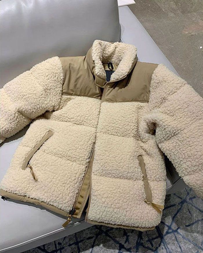 Oversized Bomber High Pile Sherpa Puffer Winter Padded Jacket
