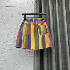 Hipster Tassels High Waist A Line Wraps Mini Skirt