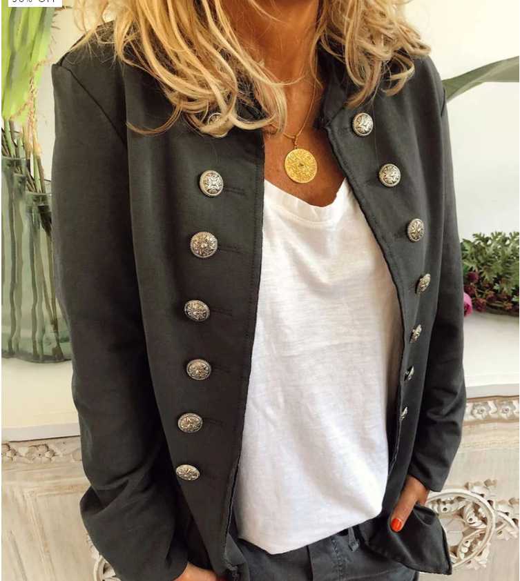 Vintage Noble Cotton Stand Collar Short Fitted Blazer Jacket