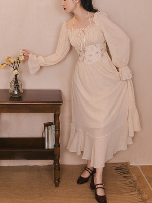 Boho Fairy Country Cottage Core Lolita Corset Gown Dress