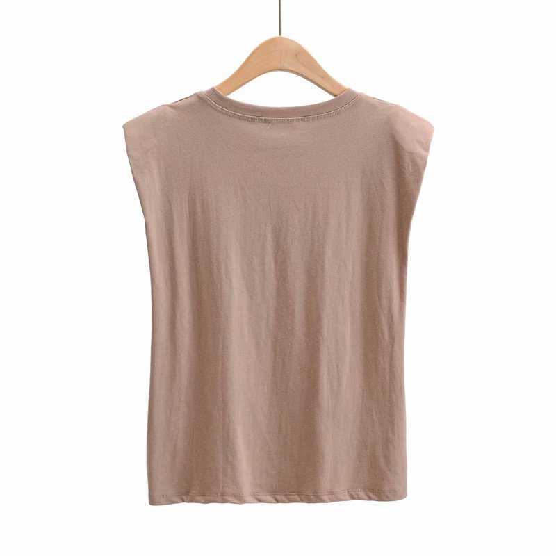 Cool Padded Shoulder Tank Top Tee Shirt With Shoulder Pad