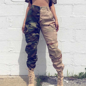 High Waisted Camouflage Cargo Trousers Camo Pants