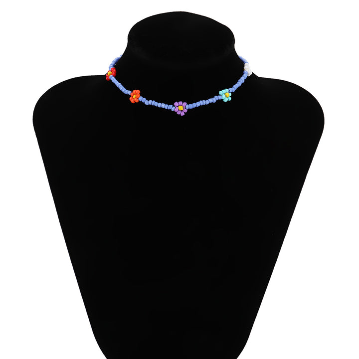 Boho Handmade Colorful Flower Rainbow Beaded Choker Necklaces