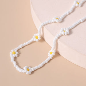 Boho Handmade Colorful Flower Rainbow Beaded Choker Necklaces
