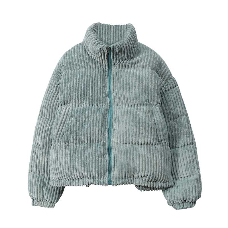 Short Corduroy Puffer Jacket Packable Down Bomber Coat