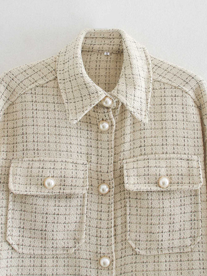 Classic Thick Colorblock Checked Button Down Shirt Jacket Woolen