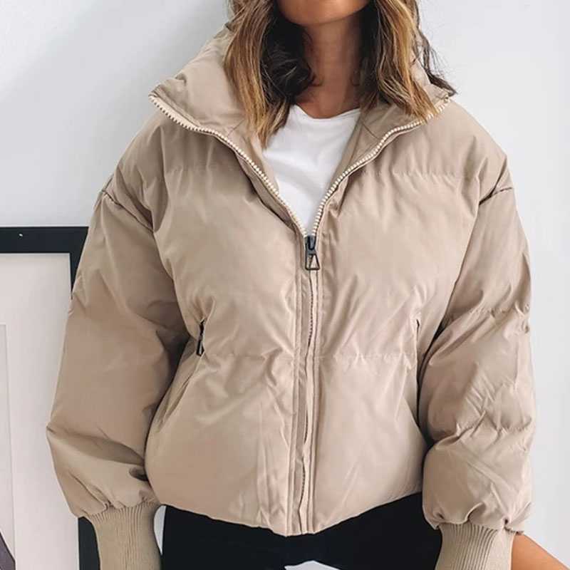 High Collar Oversized Puffy Puffer Bomber Jacket Padded