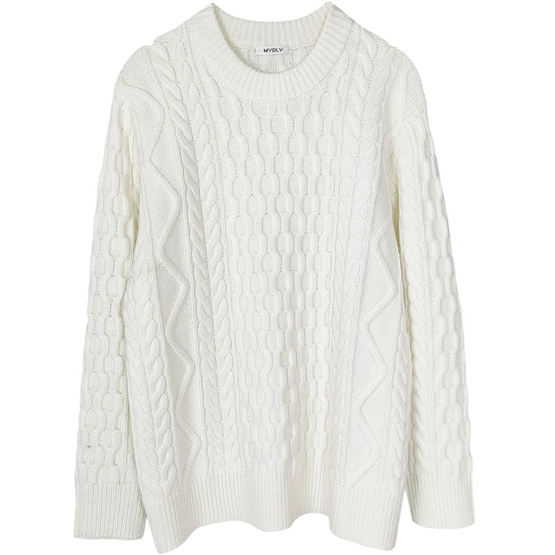 Oversized Twisted Chunky Cable Knit Sweater Pullover