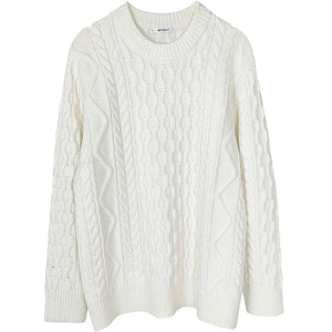 Oversized Twisted Chunky Cable Knit Sweater Pullover
