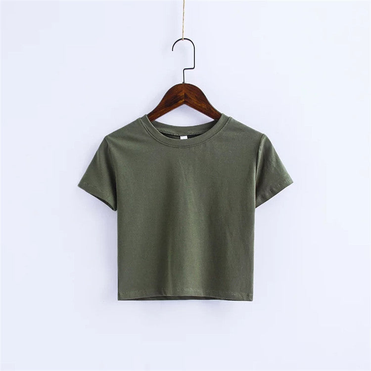 Classic Crop Top Tee Shirt Womens