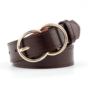 Popular Double Rings Faux Leather Belts