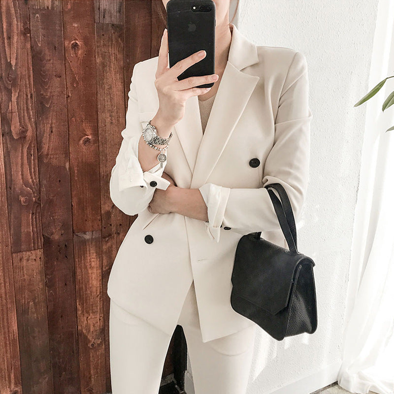 Double Breasted Women's Casual Black Blazer Jacket