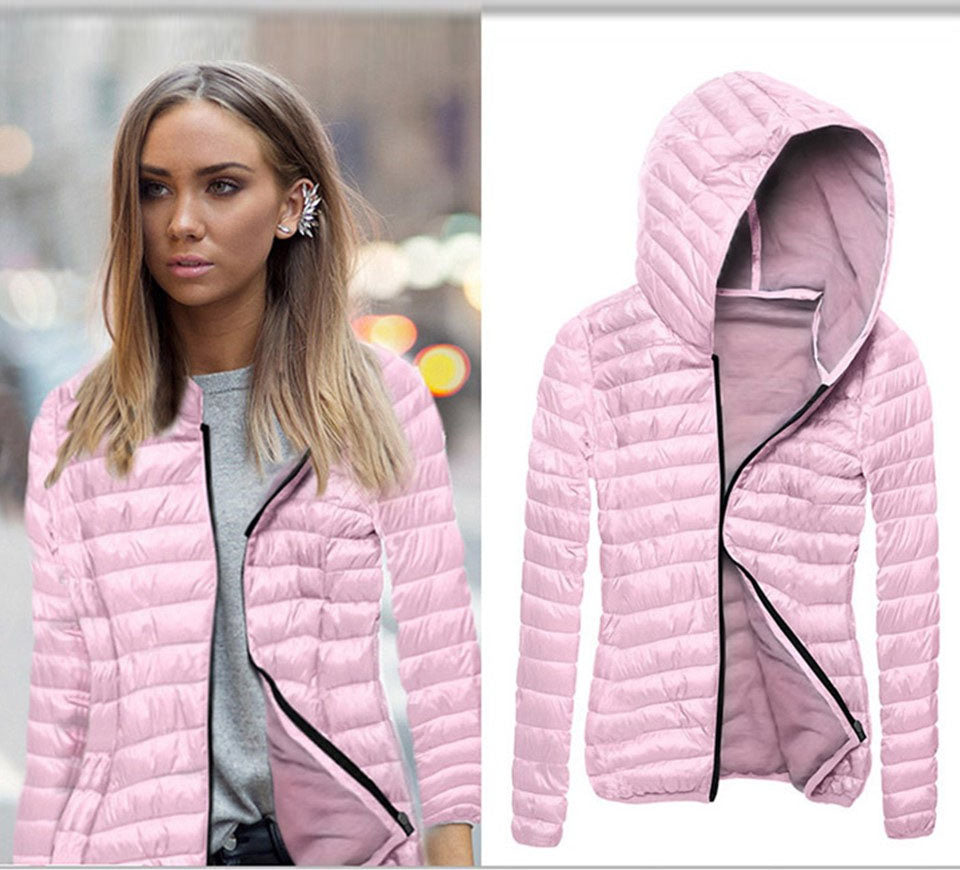 Slimming Lightweight Packable Cotton Padded Hooded Puffer Jacket