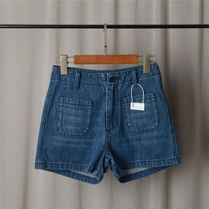 Cute Daisy Flowers Embroidered Loose Cuffed Denim Shorts