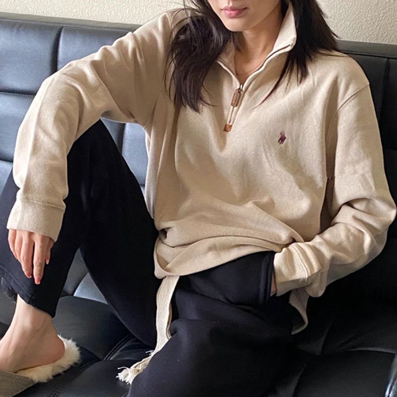 Oversized Polo Sweater Half Zip neck pullover Jumper