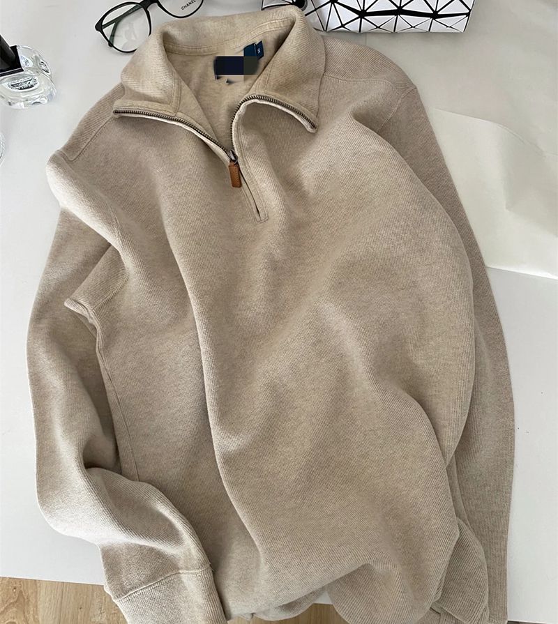 Oversized Polo Sweater Half Zip neck pullover Jumper