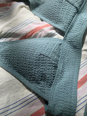 Stretchy Textured V Neck Triangle Bikini Vacation Swimsuit With Padding