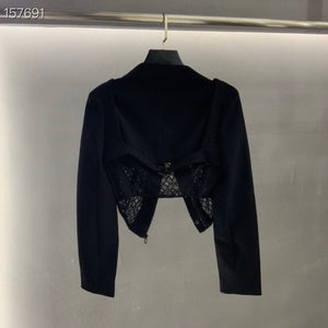 Slim Fit Tailored Blocked Mesh Lace Cropped Corset jacket