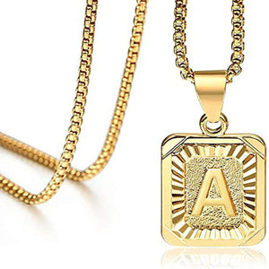 Chunky Hip Hop Letters Signature Alphabet Initial Card Necklace