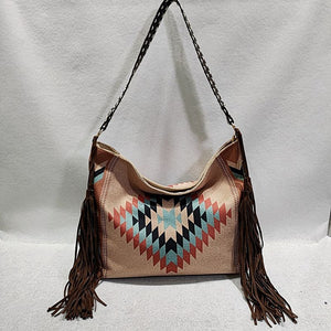 Bohemian Wave Colors Beach Wayuu Tote Mochila Canvas Bags
