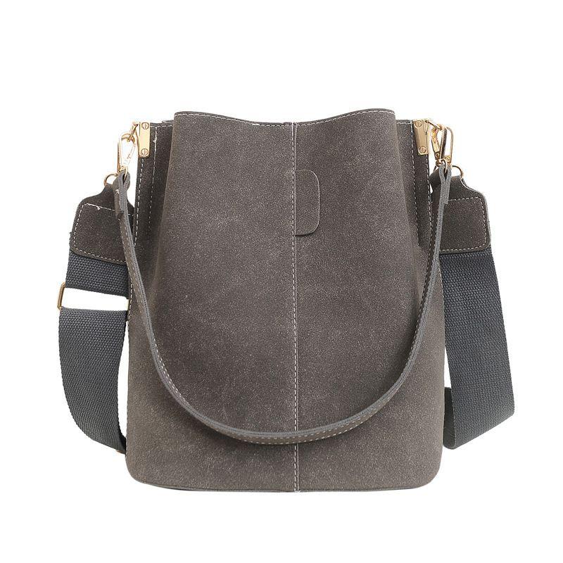 Italian Design Carryall Faux Suede Leather Bucket Bag