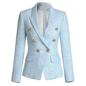 Wool Blended Classy Double Breast Tweed Short Blazer Jacket