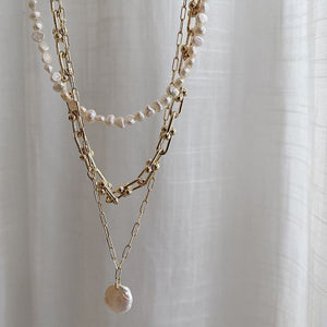 Detachable Chunky Chain Link Choker Multi Layered Disco Coin Minimalist Necklace Set