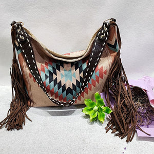 Bohemian Wave Colors Beach Wayuu Tote Mochila Canvas Bags