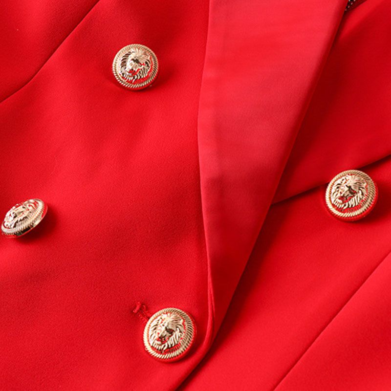 Tailored Satin Collar Blazer Dress Double Breasted Work Jacket Dress