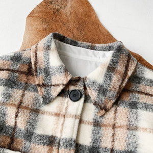 Dyed Pocket Overshirt Check Wool Blend Shirt Jacket