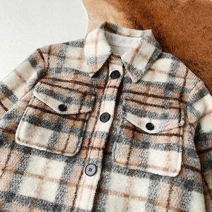 Dyed Pocket Overshirt Check Wool Blend Shirt Jacket