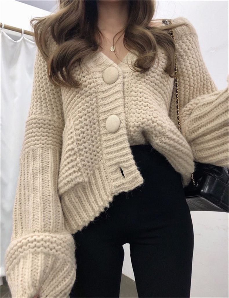 Thick Oversized Chunky Cable Knit Cardigan Coat Button Up