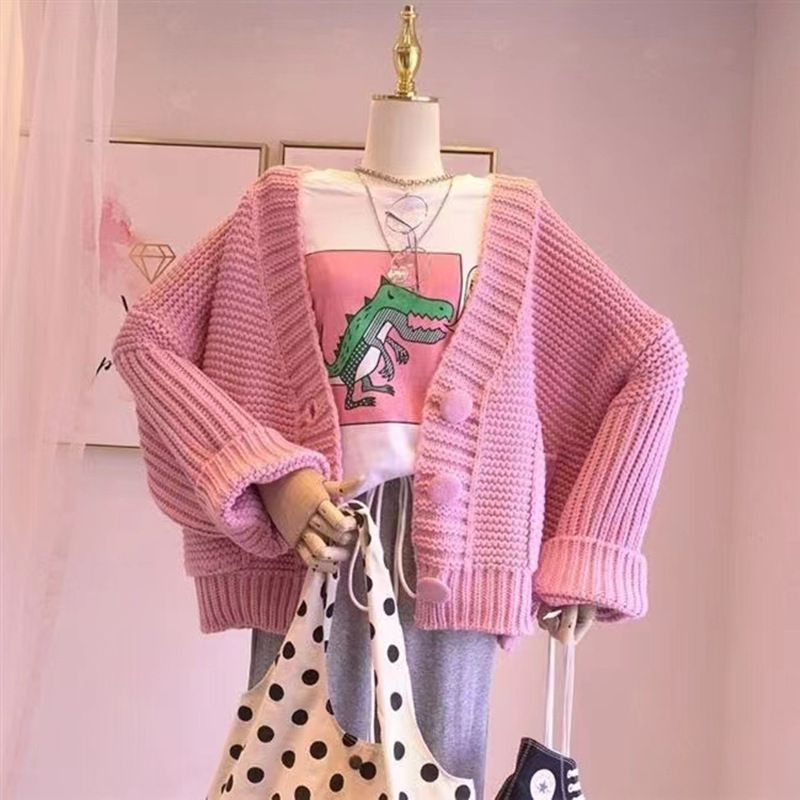 Thick Oversized Chunky Cable Knit Cardigan Coat Button Up