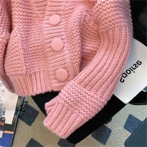 Thick Oversized Chunky Cable Knit Cardigan Coat Button Up