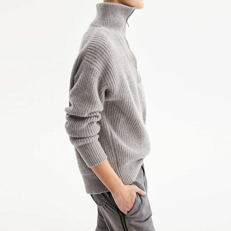 Oversized Sporty Quarter Zip Pullover Sweater