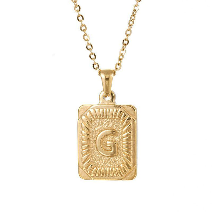 Chunky Hip Hop Letters Signature Alphabet Initial Card Necklace