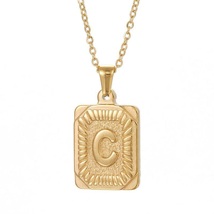 Chunky Hip Hop Letters Signature Alphabet Initial Card Necklace