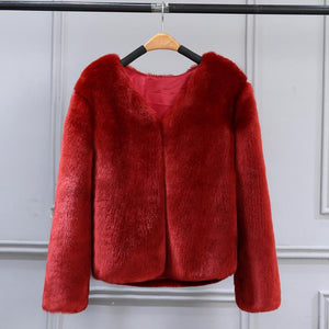 Free Ship Fluffy Mink Pink Faux Fur Coat