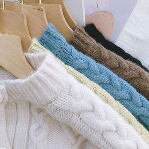 Tailored Fit Twist Braid Sweater Cable Knit Button Through Cardigan