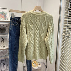 Tailored Fit Twist Braid Sweater Cable Knit Button Through Cardigan