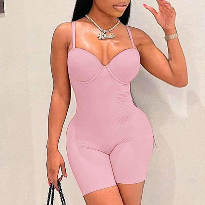 Sculpted Sleeveless Bodysuit Shorts Sports Jumpsuit Unitard Bodysuit Rompers