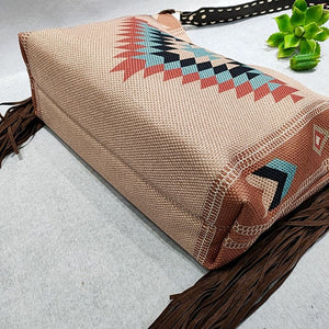 Bohemian Wave Colors Beach Wayuu Tote Mochila Canvas Bags