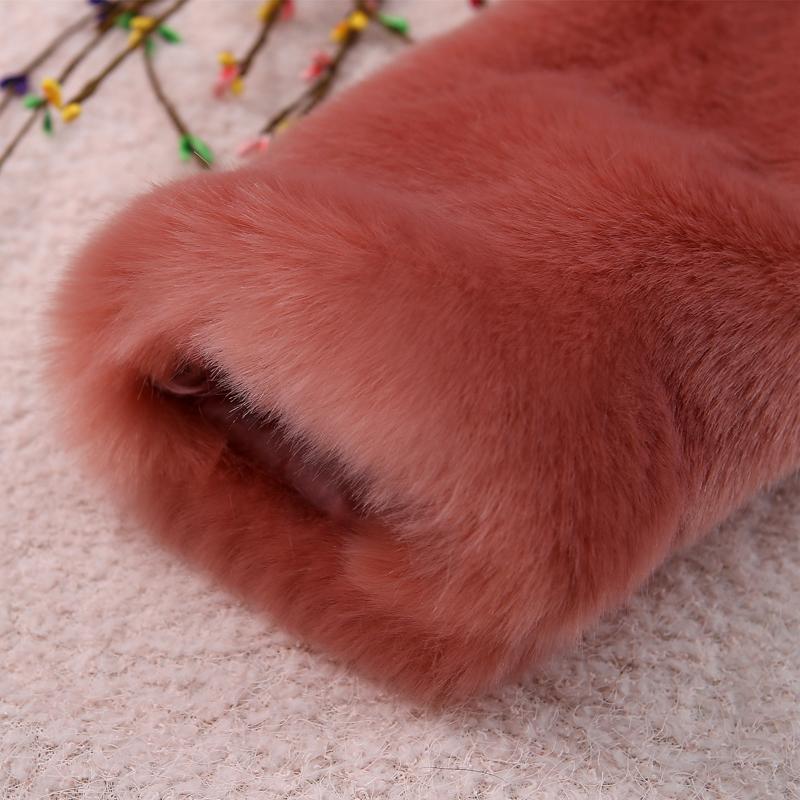 Free Ship Fluffy Mink Pink Faux Fur Coat